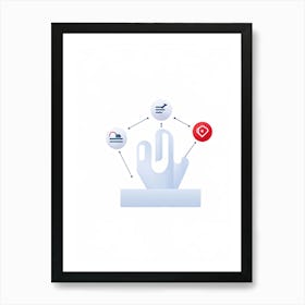 Abstract Digital Illustration Of A Mouse Hand Navigating A Web Application With Navigation Buttons (3) Art Print