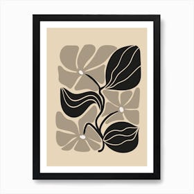 Neutral Flowers and Leaves Art Print