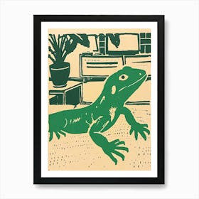 Lizard In The Living Room Block 3 Art Print