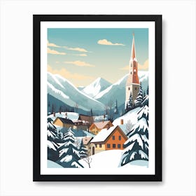 Vintage Winter Travel Illustration Bavaria Germany 1 Art Print