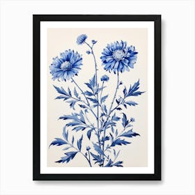 Blue Botanical Asters 8 Art Print