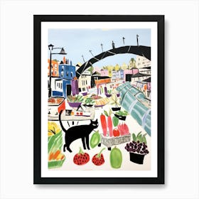 The Food Market In London 5 Illustration Art Print