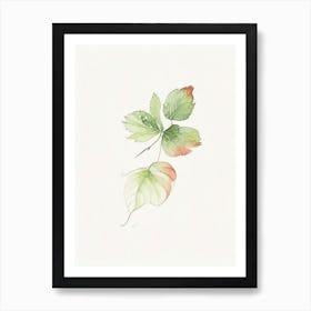 Wild Strawberry Leaf Minimalist Watercolour 1 Art Print