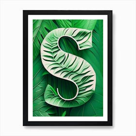 S, Letter, Alphabet Jungle Leaf 2 Art Print
