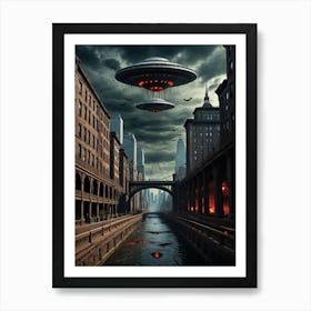 Aliens Over New York Art Print