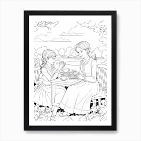 Line Art Inspired By The Luncheon On The Grass 1 Art Print