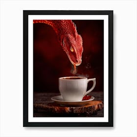 Red Dragon Scales Shimmering With Varied Shades From Scarlet To Vermillion Glares Intensely Direct Art Print