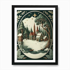 Winter Forrest Village Art Print