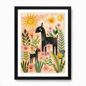 Llamas In The Garden Art Print