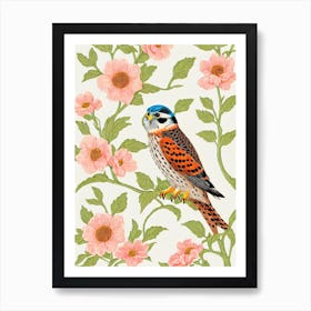 American Kestrel William Morris Style Bird Art Print