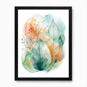 Watercolor Leaves 1 Art Print