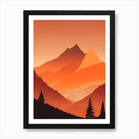 Misty Mountains Vertical Composition In Orange Tone 311 Art Print