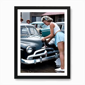 50's Era Community Car Wash Reimagined - Hall-O-Gram Creations 23 Art Print