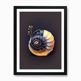 Snail With Black Background Illustration Art Print