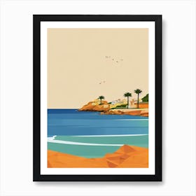 Cala Estreta Beach Costa Brava Spain Midcentury Art Print