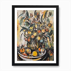 Proteas Still Life Flowers 2 Abstract Expressionism  Art Print