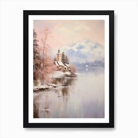 Dreamy Winter Painting Lake Bled Slovenia 1 Art Print