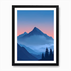 Misty Mountains Vertical Composition In Blue Tone 20 Art Print