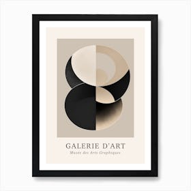 Galerie D'Art Abstract Geometric Circle Beige And Black 3 Art Print