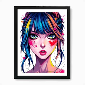 Girl With Paint Splatters Art Print