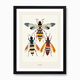 Colourful Insect Illustration Wasp 3 Poster Art Print