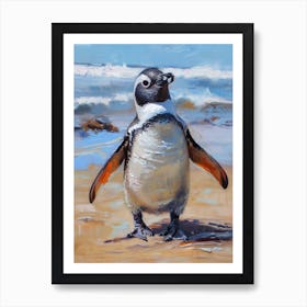 African Penguin Dunedin Taiaroa Head Oil Painting 1 Art Print