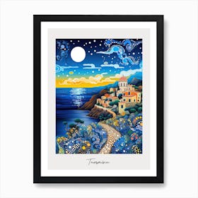 Poster Of Taormina, Italy, Illustration In The Style Of Pop Art 2 Art Print