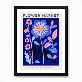 Blue Flower Market Poster Everlasting Flower Market Poster 3 Art Print