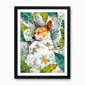 Dog Sleeping In Bed animal Dog's life Art Print