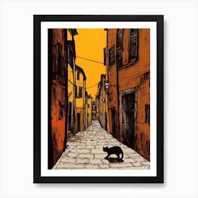 Painting Of Florence With A Cat Drawing 4 Art Print