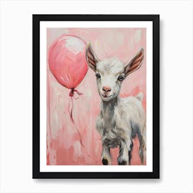 Cute Goat 2 With Balloon Art Print