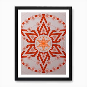 Geometric Abstract Glyph Circle Array in Tomato Red n.0293 Art Print