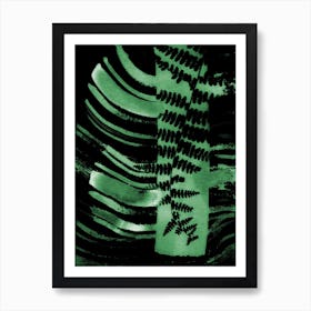 Green Black Fern Leaves Art Print