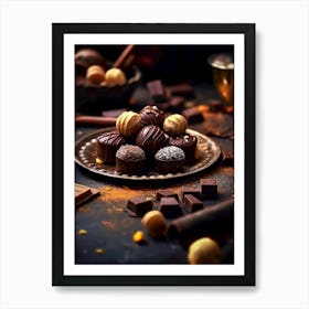 Chocolates On A Plate sweet food Art Print