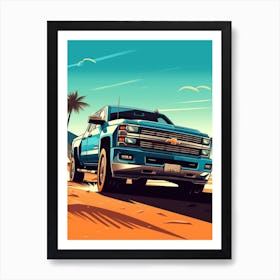 A Chevrolet Silverado In The French Riviera Car Illustration 2 Art Print