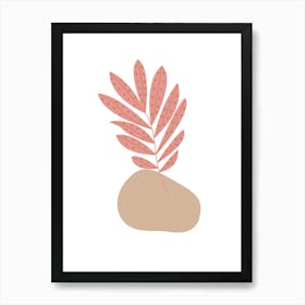 Pink Leaf On A Rock Art Print