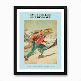 Retro Dinosaur Hiking Collage 2 Poster Art Print