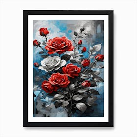 Red Roses In A Vase Art Print