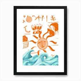 Sun and summer waves Art Print