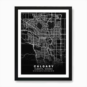 Calgary Alberta Canada Black Map Art Print