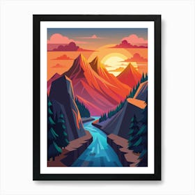 Landscape At Sunset Art Print