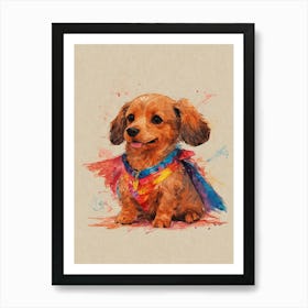 Dachshund Superhero 1 Art Print