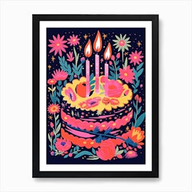 Birthday Cake Illustration 11 Art Print