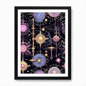 Boho Pink Shades Celestial Art 3 Art Print