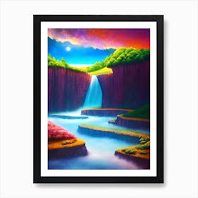 Waterfall In The Mountains 10 Art Print