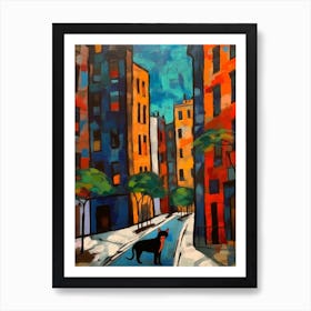Painting Of New York With A Cat 3 In The Style Of Matisse Art Print