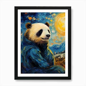 Panda Portrait, Vincent Van Gogh Inspired Art Print