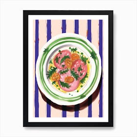 A Plate Of Caprese Salad Top View Food Illustration 2 Art Print