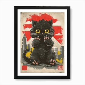 Catzilla Cute Cat Godzilla Dragon Art Print