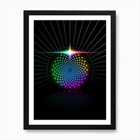 Neon Geometric Glyph in Candy Blue and Pink with Rainbow Sparkle on Black n.0261 Art Print